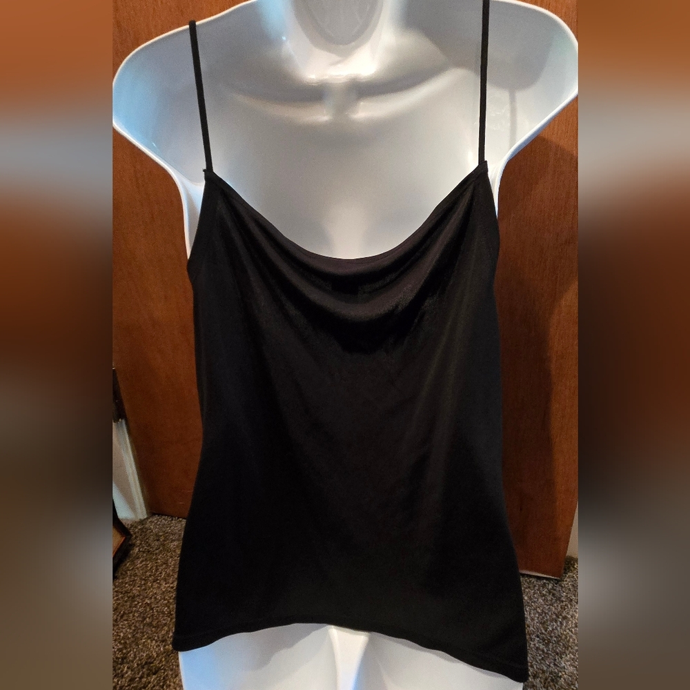 Banana Republic Black Ruched Side Adjustable Vintage Slinky Tank Top SzXL - Picture 5 of 6